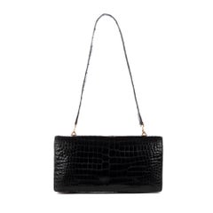 Hermes Palonnier Black crocodile Vintage Handbag
