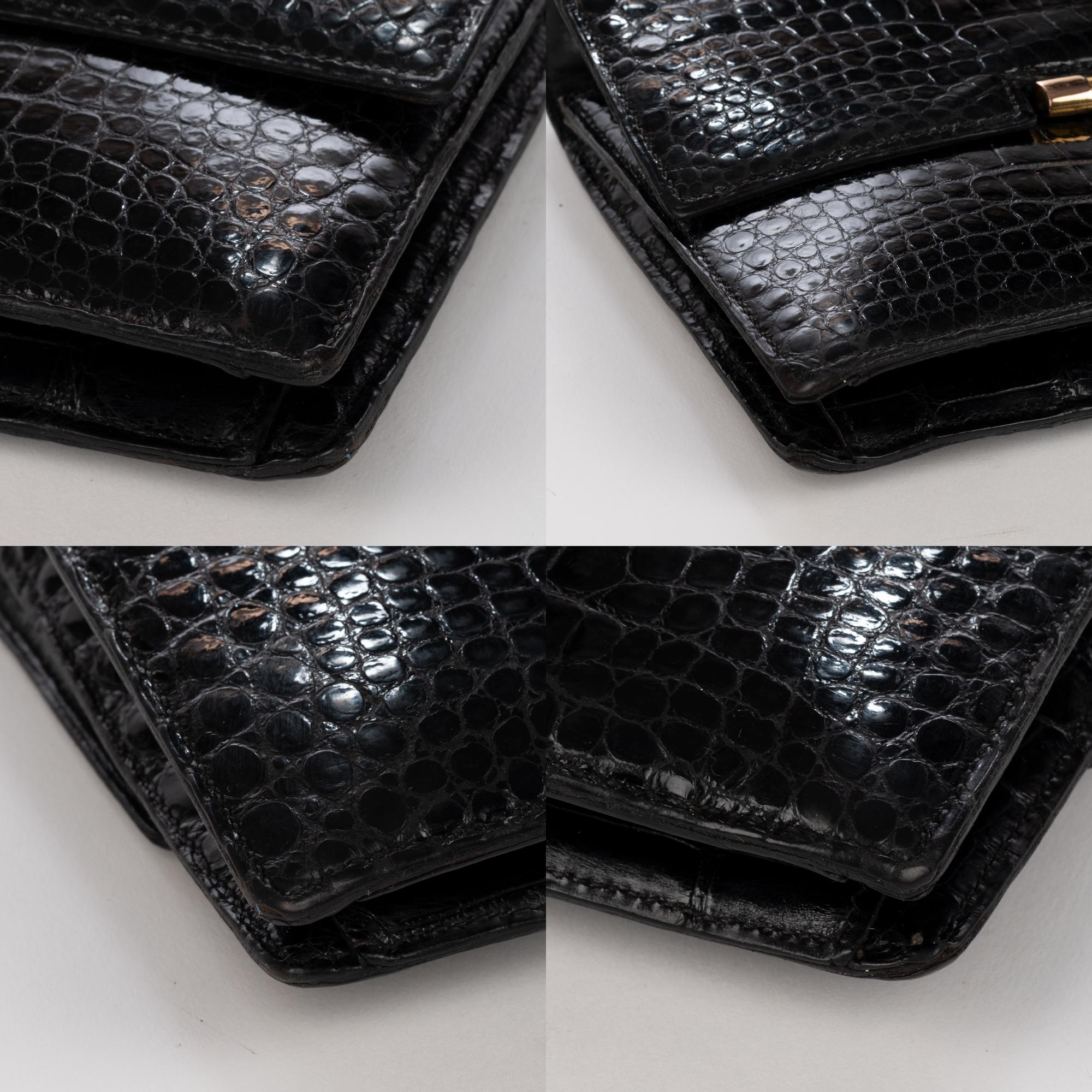 Hermes Palonnier Black crocodile Vintage Handbag 2
