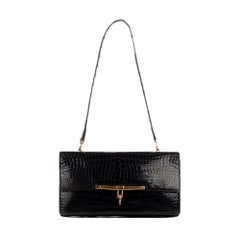Hermes Palonnier Black crocodile Vintage Handbag