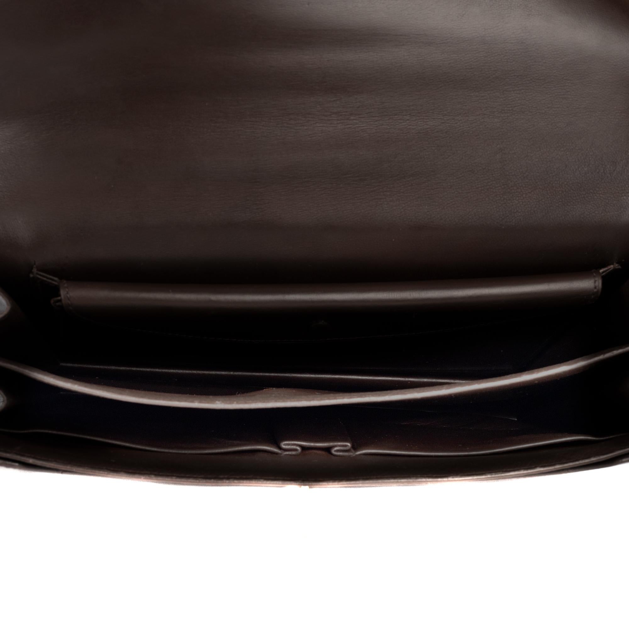 Black Hermes Palonnier Brown Box Leather Crossbody Bag