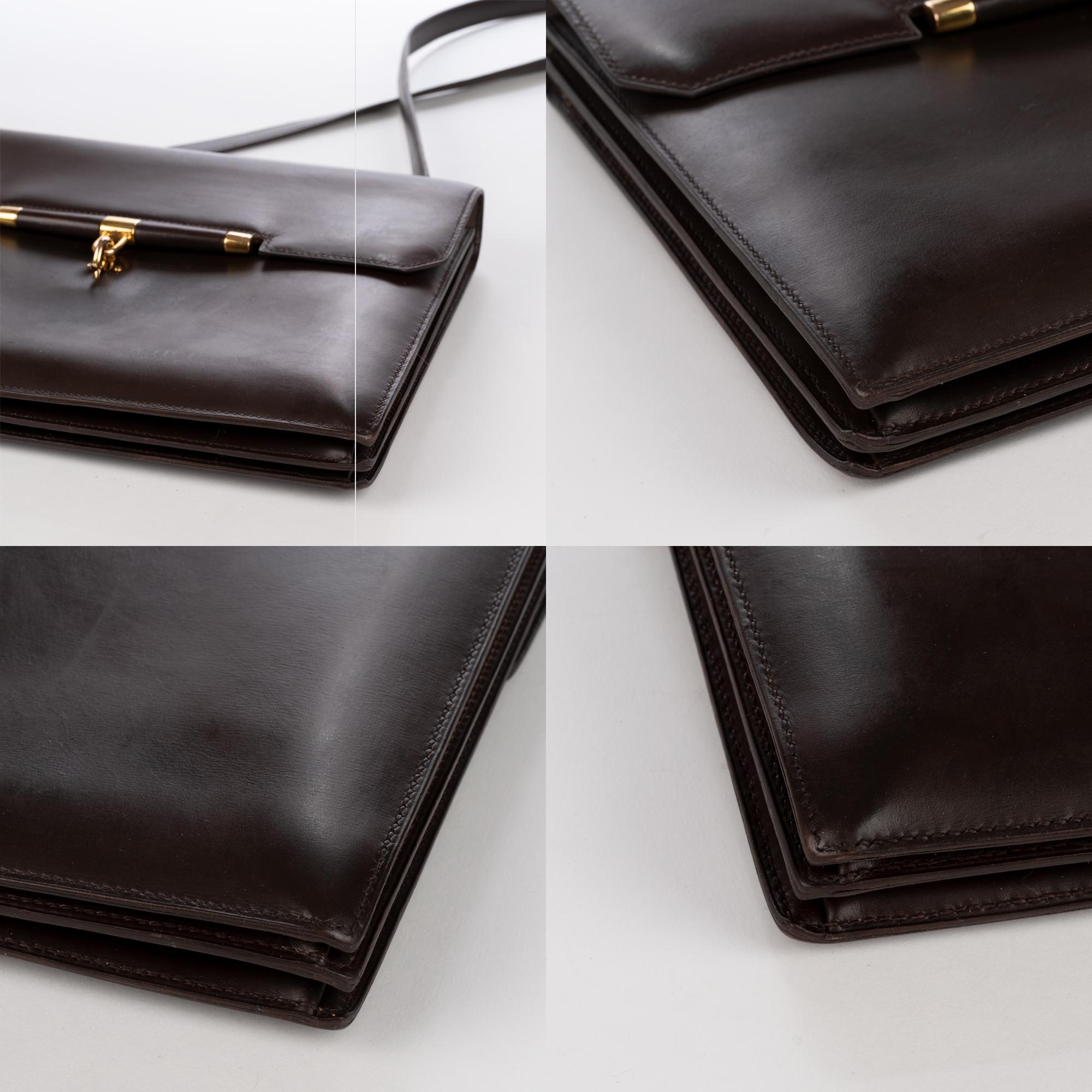 Hermes Palonnier Brown Box Leather Crossbody Bag 1
