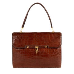 Hermes Palonnier Crocodile Brown Bag