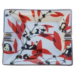 Hermès Panda Bear Print Porcelain Gold Cigar Ashtray Change Tray