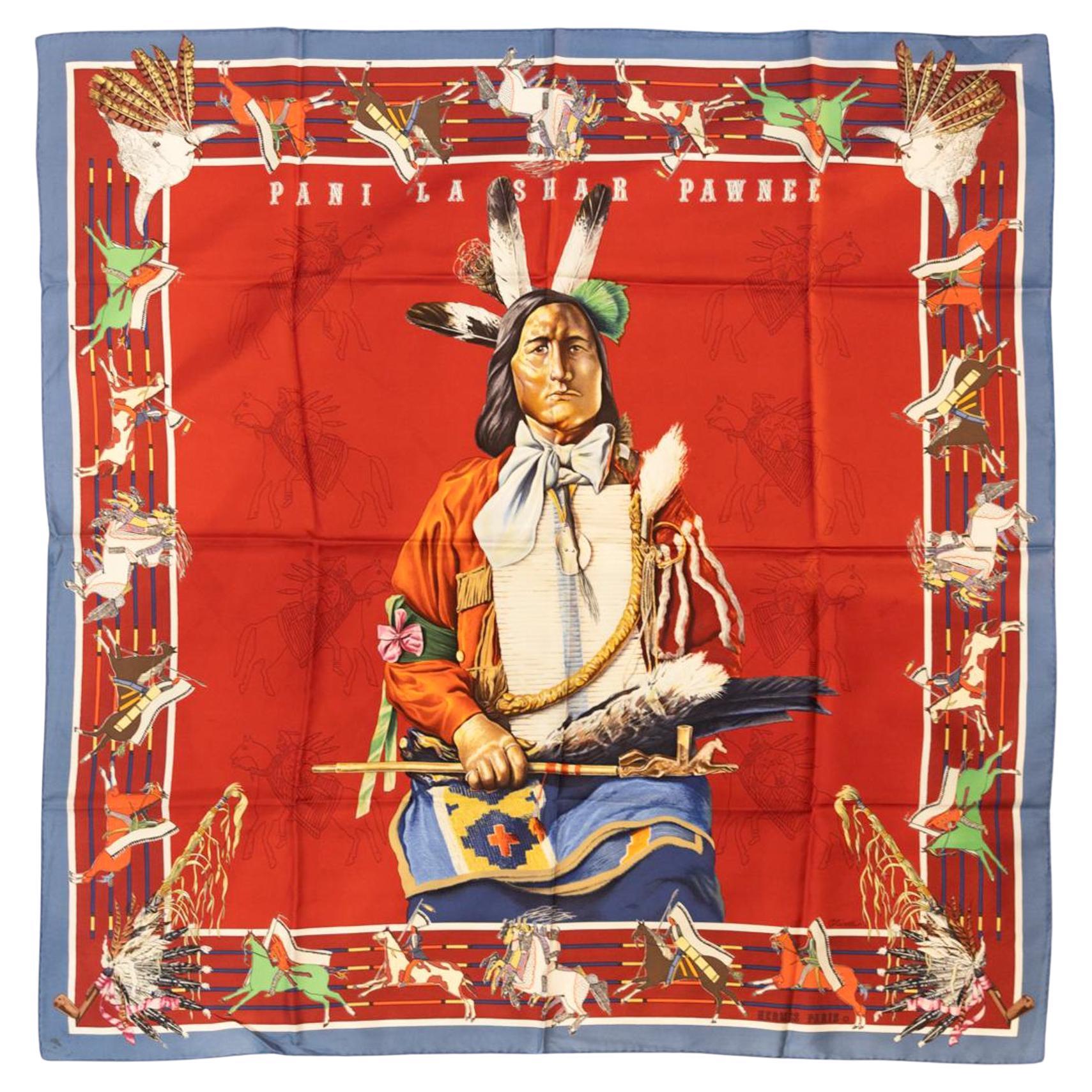 Hermès "Pani la Shar Pawnee" 90cm Silk Scarf by Kermit Oliver, 2001.