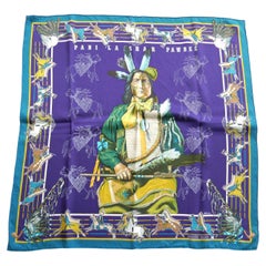 Hermes Pani La Shar Pawnee Silk Scarf Kermit Oliver Purple/Teal