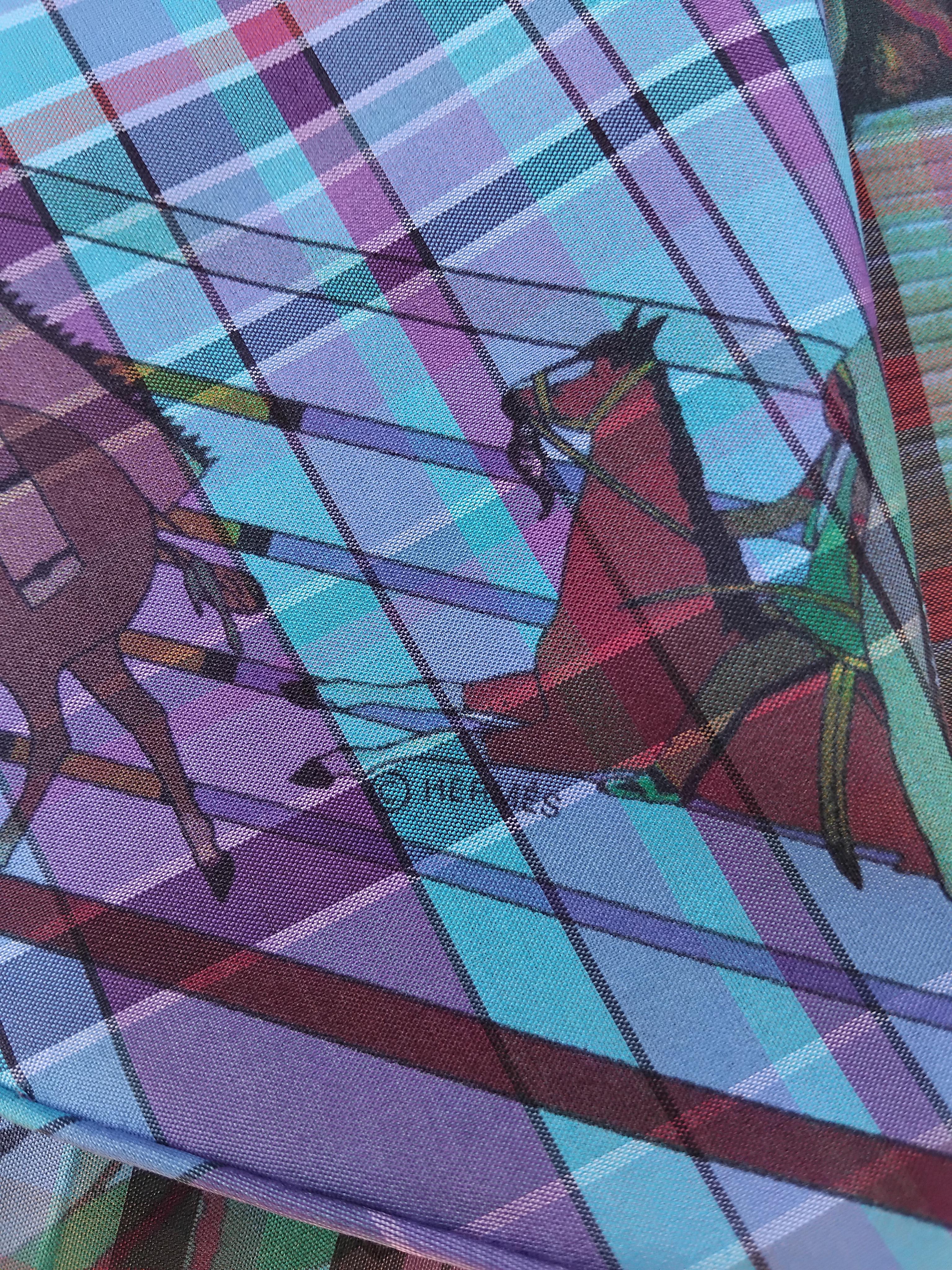Hermès Pani La Shar Pawnee Silk Scarf Pointu Madras Charms Kermit Oliver For Sale 5