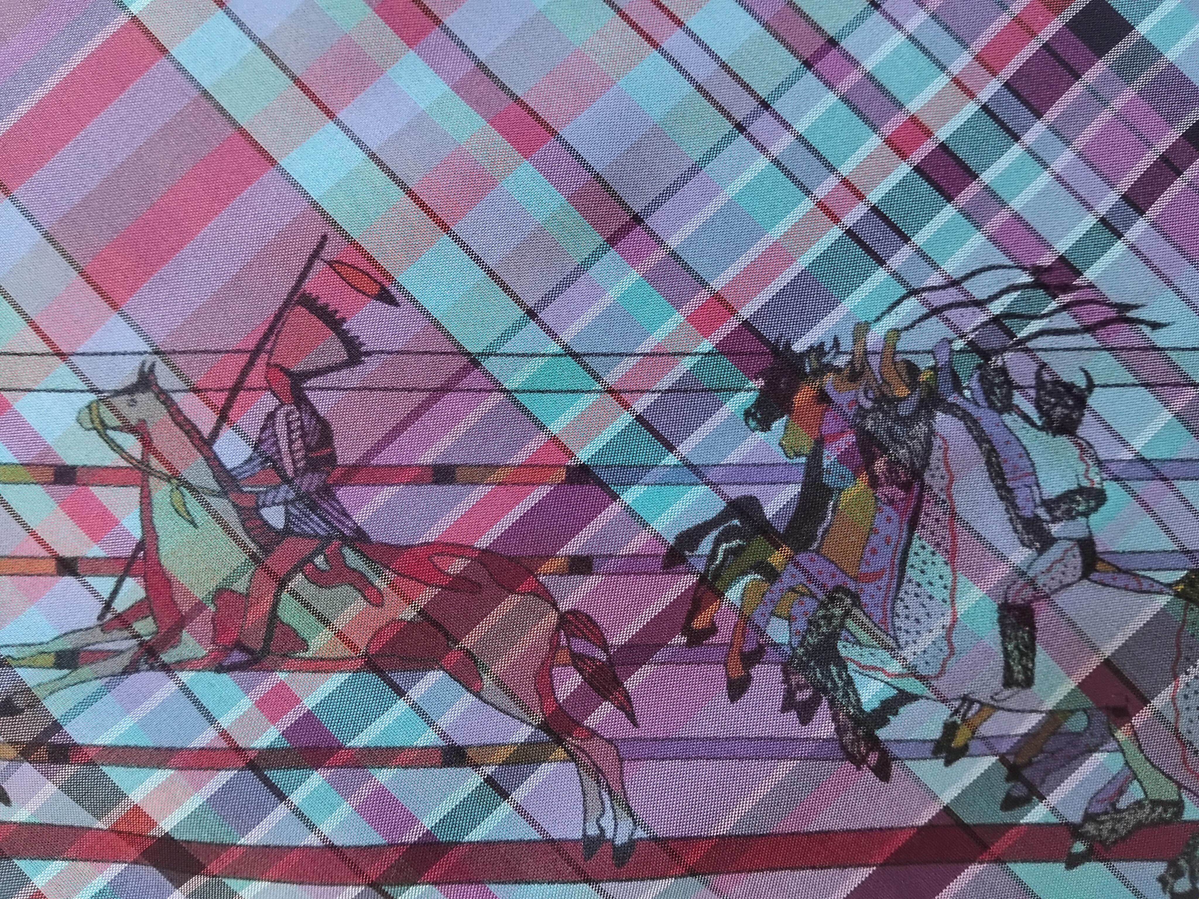 Hermès Pani La Shar Pawnee Silk Scarf Pointu Madras Charms Kermit Oliver For Sale 9