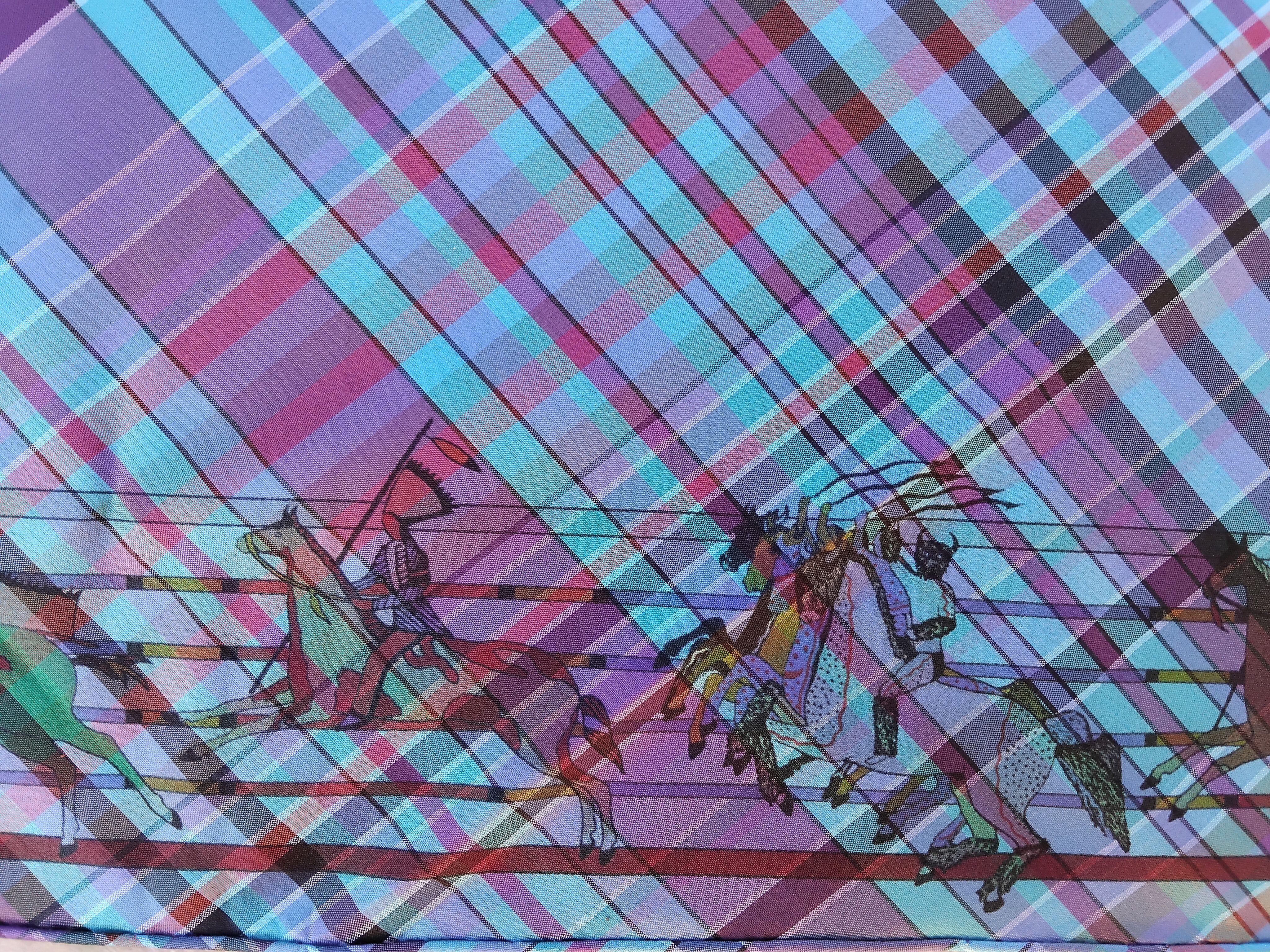 Hermès Pani La Shar Pawnee Silk Scarf Pointu Madras Charms Kermit Oliver For Sale 3