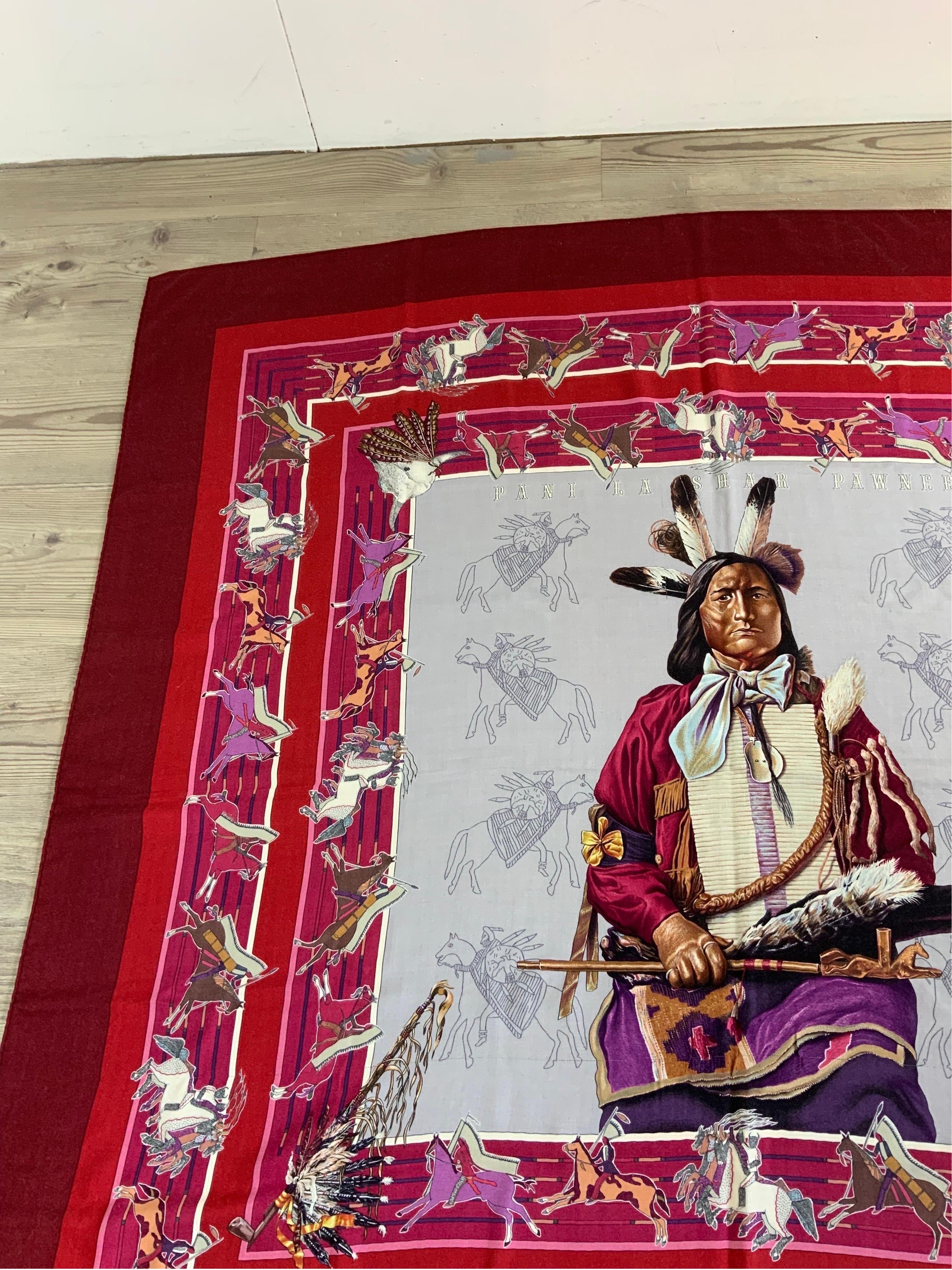 Red Hermes Pani la Shar Pawnee vintage carré