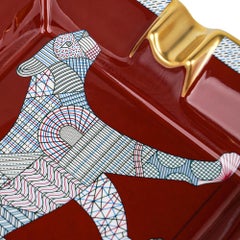 Hermes Panthera Deco Ashtray Porcelain Hand Painted Trim New w/ Box