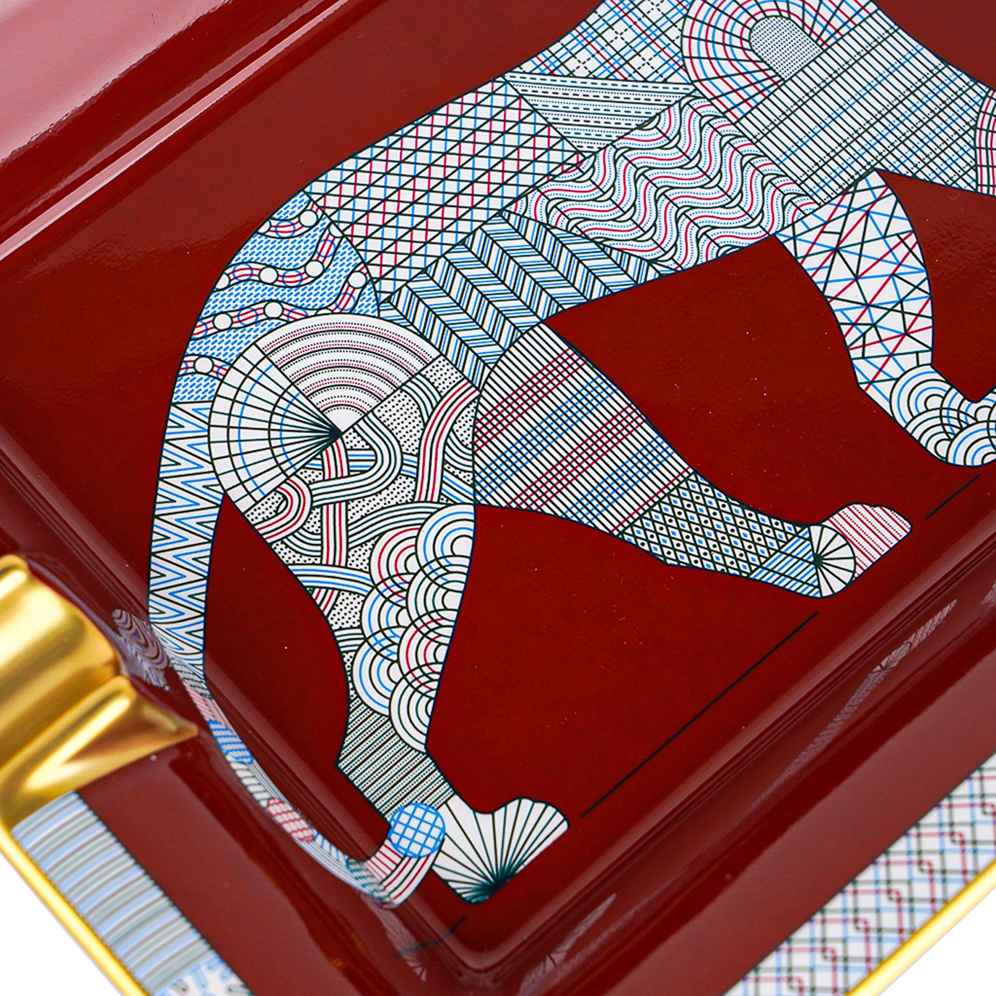 Hermes Panthera Deco Ashtray Porcelain Hand Painted Trim New w/ Box In New Condition In Miami, FL