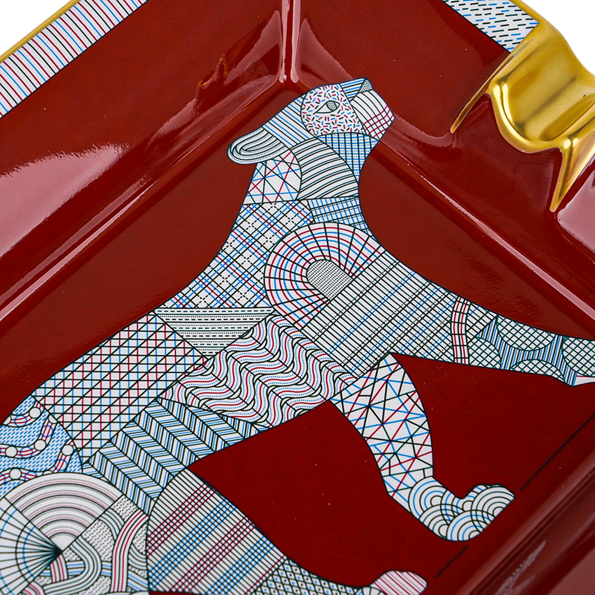 Women's or Men's Hermes Panthera Deco Ashtray Porcelain Hand Painted Trim New w/ Box