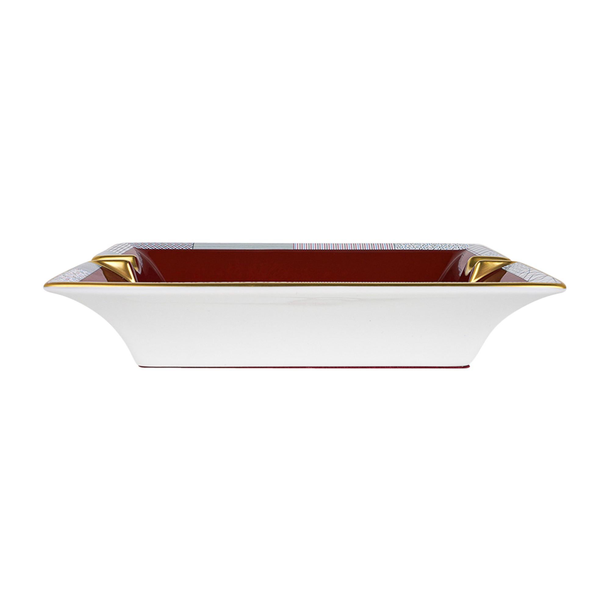 Hermes Panthera Deco Ashtray Porcelain Hand Painted Trim New w/ Box 4