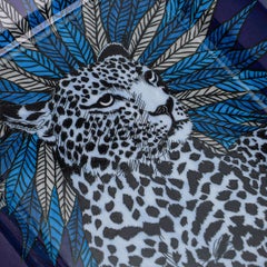 Hermes Panthere Aura Bleu Nuit Hand Painted Change Tray Porcelain