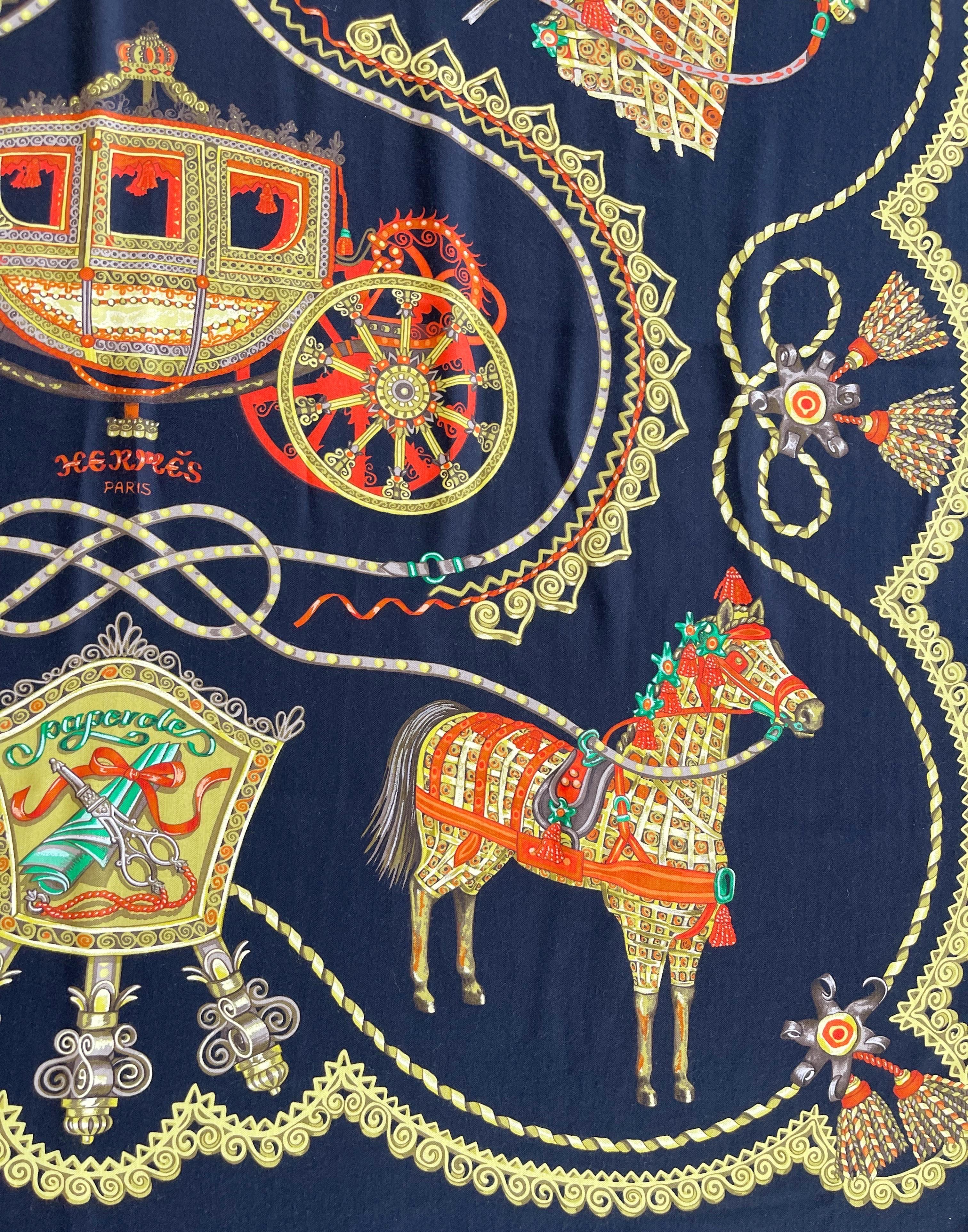 Hermes Paperoles Huge Cashmere and Silk Rare Vintage Shawl Scarf Wrap Throw 7