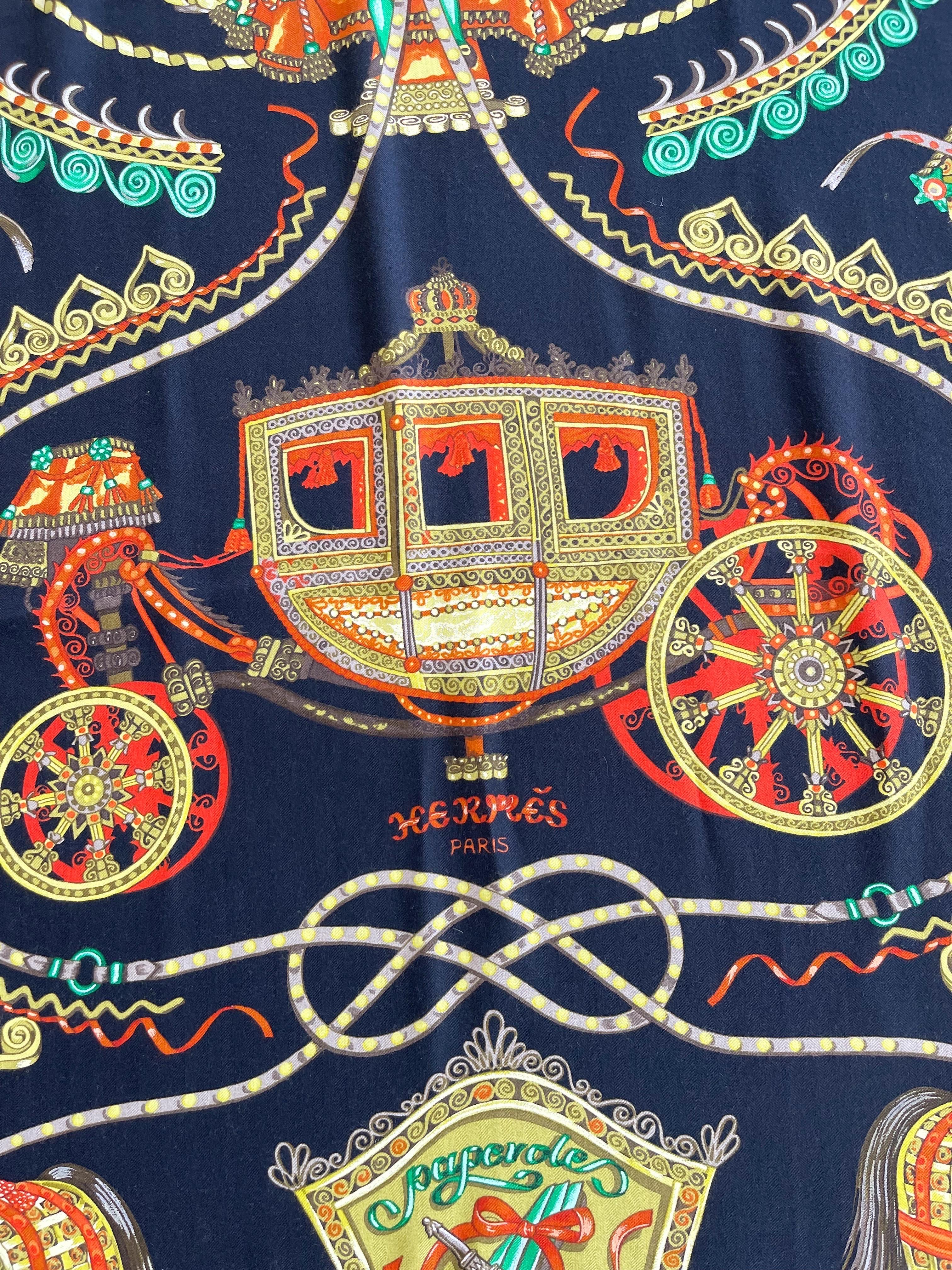 Hermes Paperoles Huge Cashmere and Silk Rare Vintage Shawl Scarf Wrap Throw 8