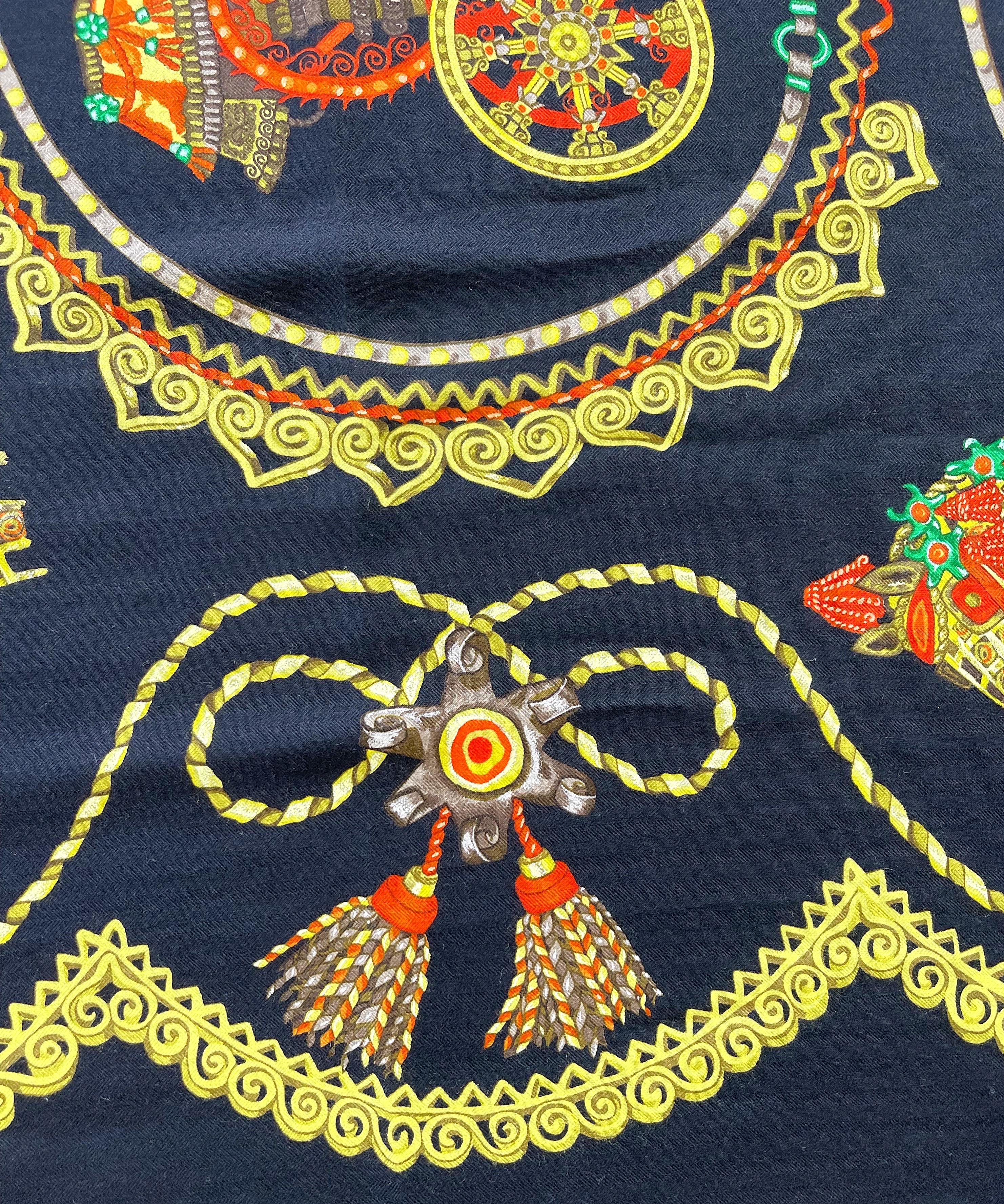 Hermes Paperoles Huge Cashmere and Silk Rare Vintage Shawl Scarf Wrap Throw 9