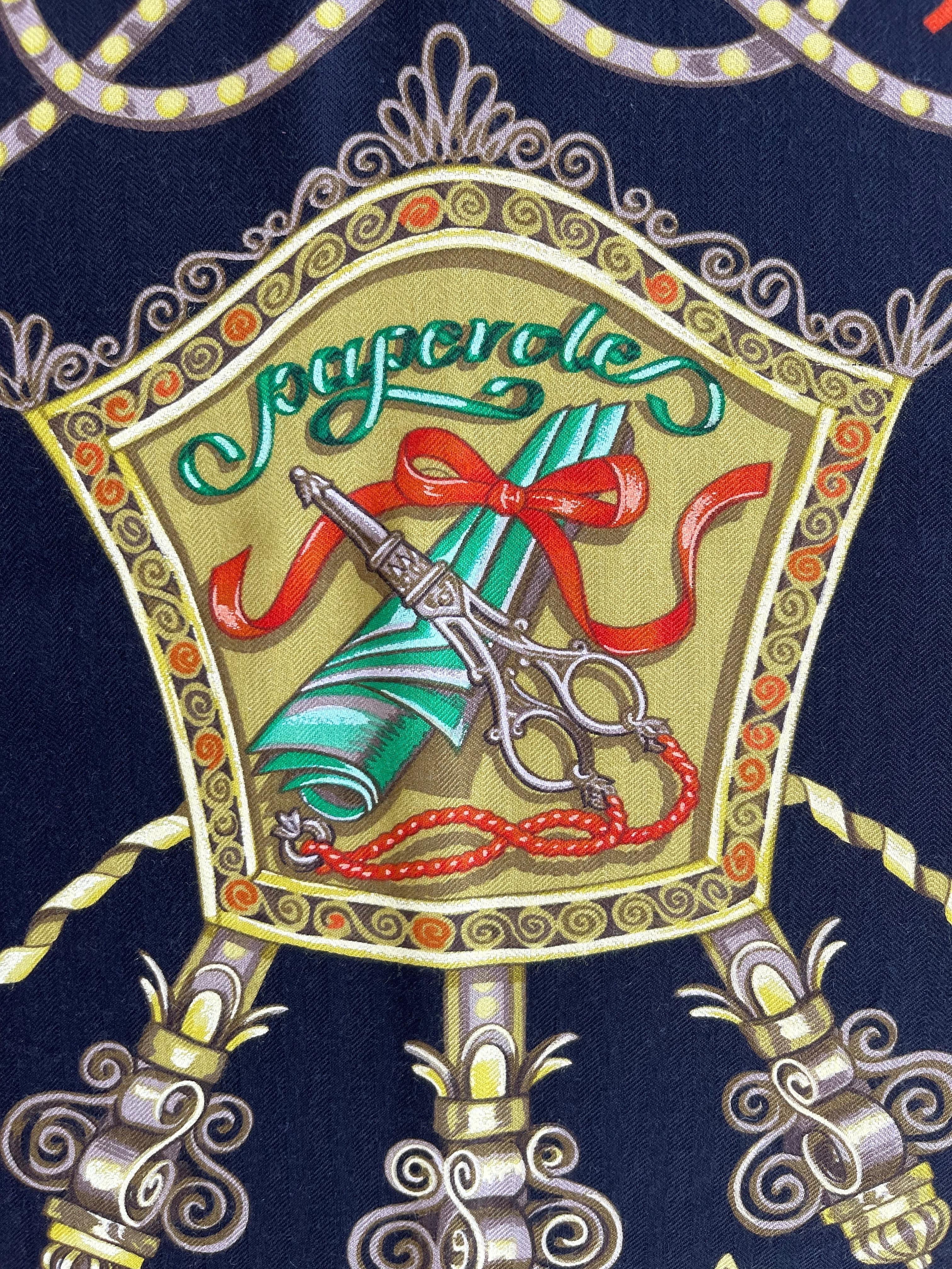 Hermes Paperoles Huge Cashmere and Silk Rare Vintage Shawl Scarf Wrap Throw 14