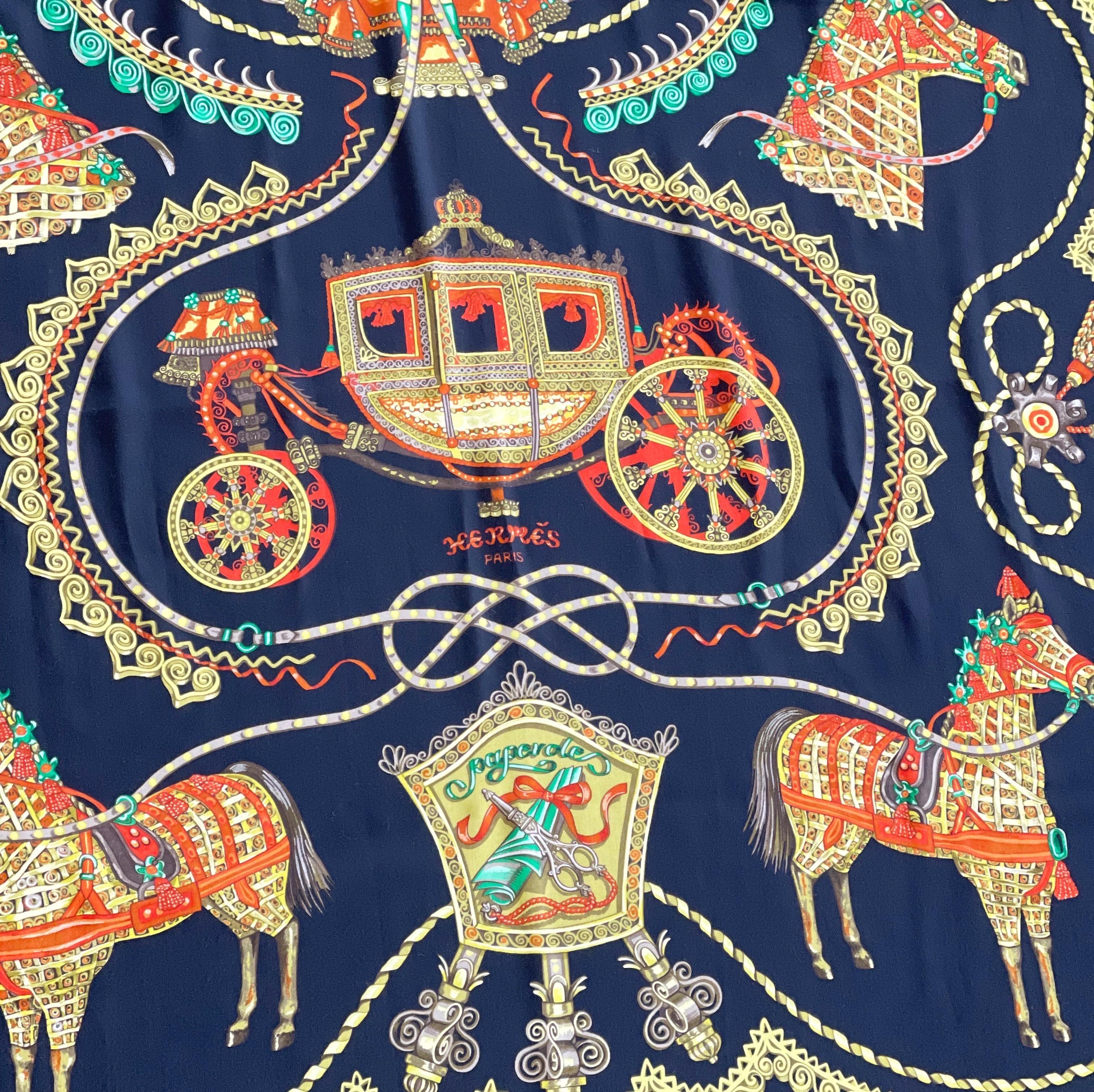 Hermes Paperoles Huge Cashmere and Silk Rare Vintage Shawl Scarf Wrap Throw 15