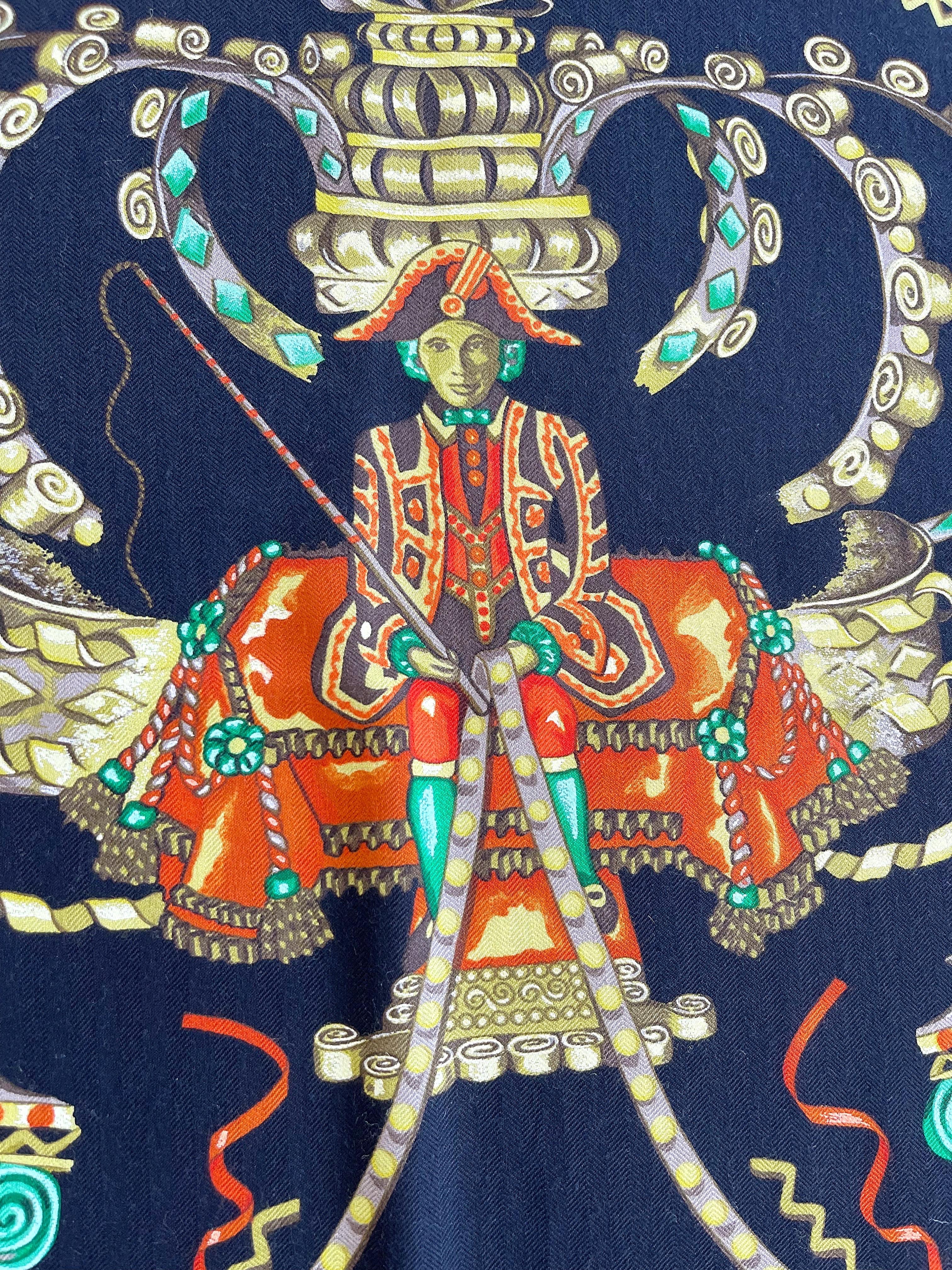 Hermes Paperoles Huge Cashmere and Silk Rare Vintage Shawl Scarf Wrap Throw In New Condition In San Diego, CA