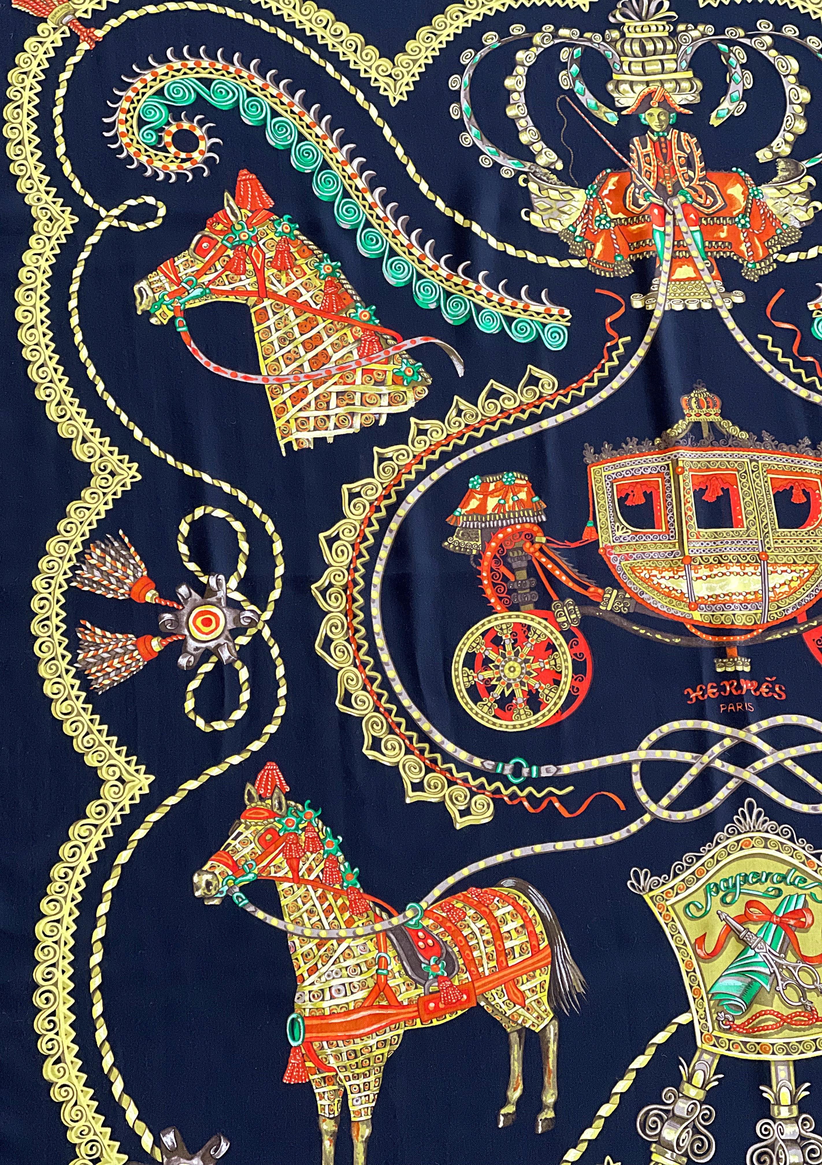 Hermes Paperoles Huge Cashmere and Silk Rare Vintage Shawl Scarf Wrap Throw 3