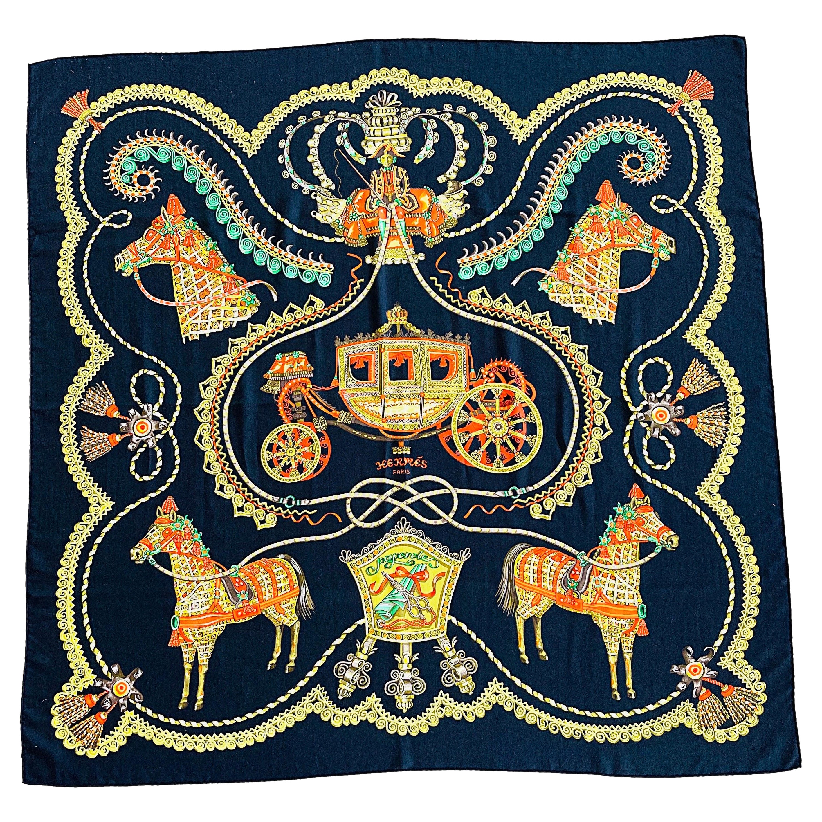 Hermes Paperoles Huge Cashmere and Silk Rare Vintage Shawl Scarf Wrap Throw
