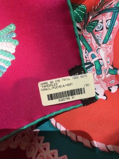 Hermes Paperoles Silk Scarf in Magenta & Coral
