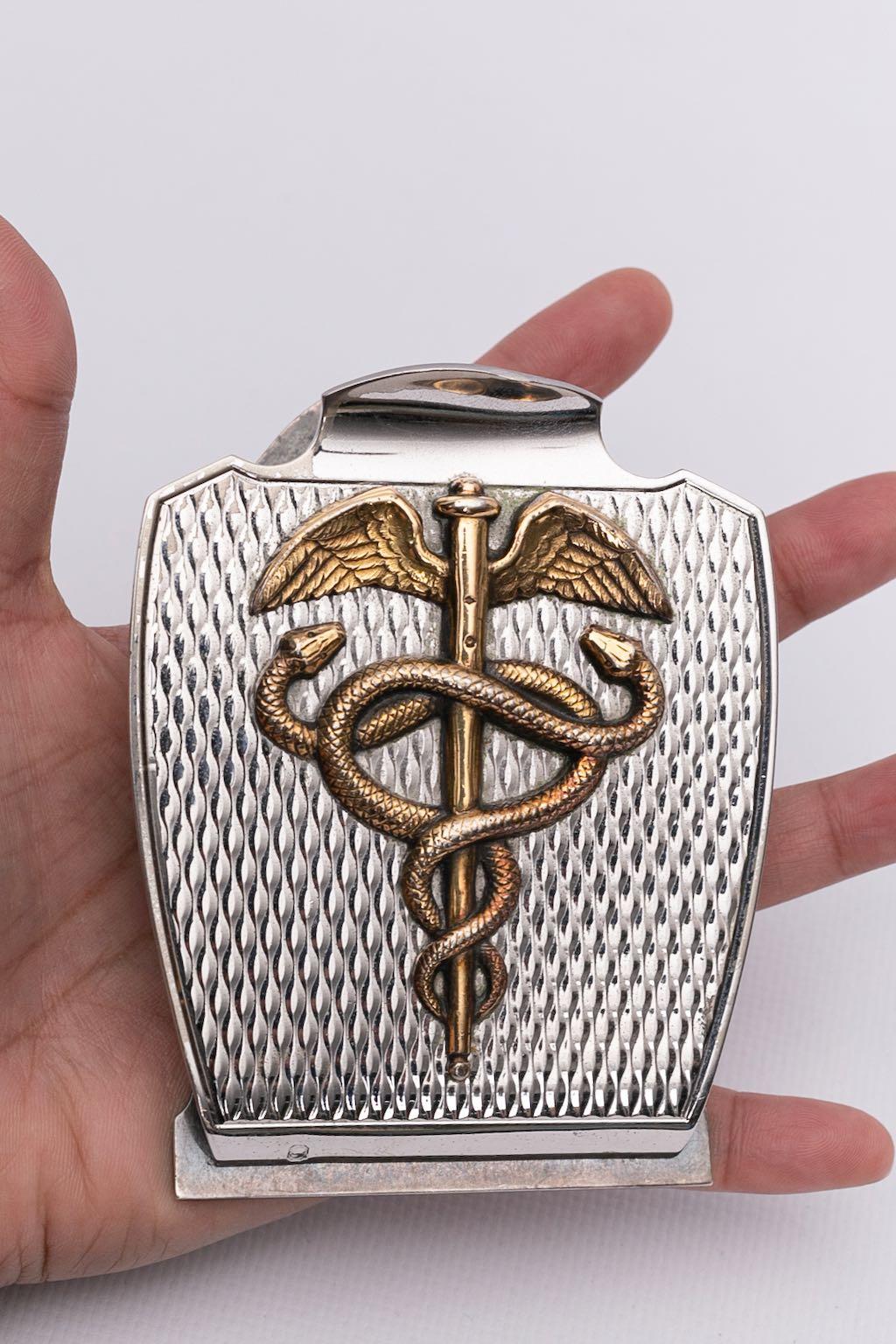 Hermes Paperweight in Solid Silver Caduceus For Sale 3