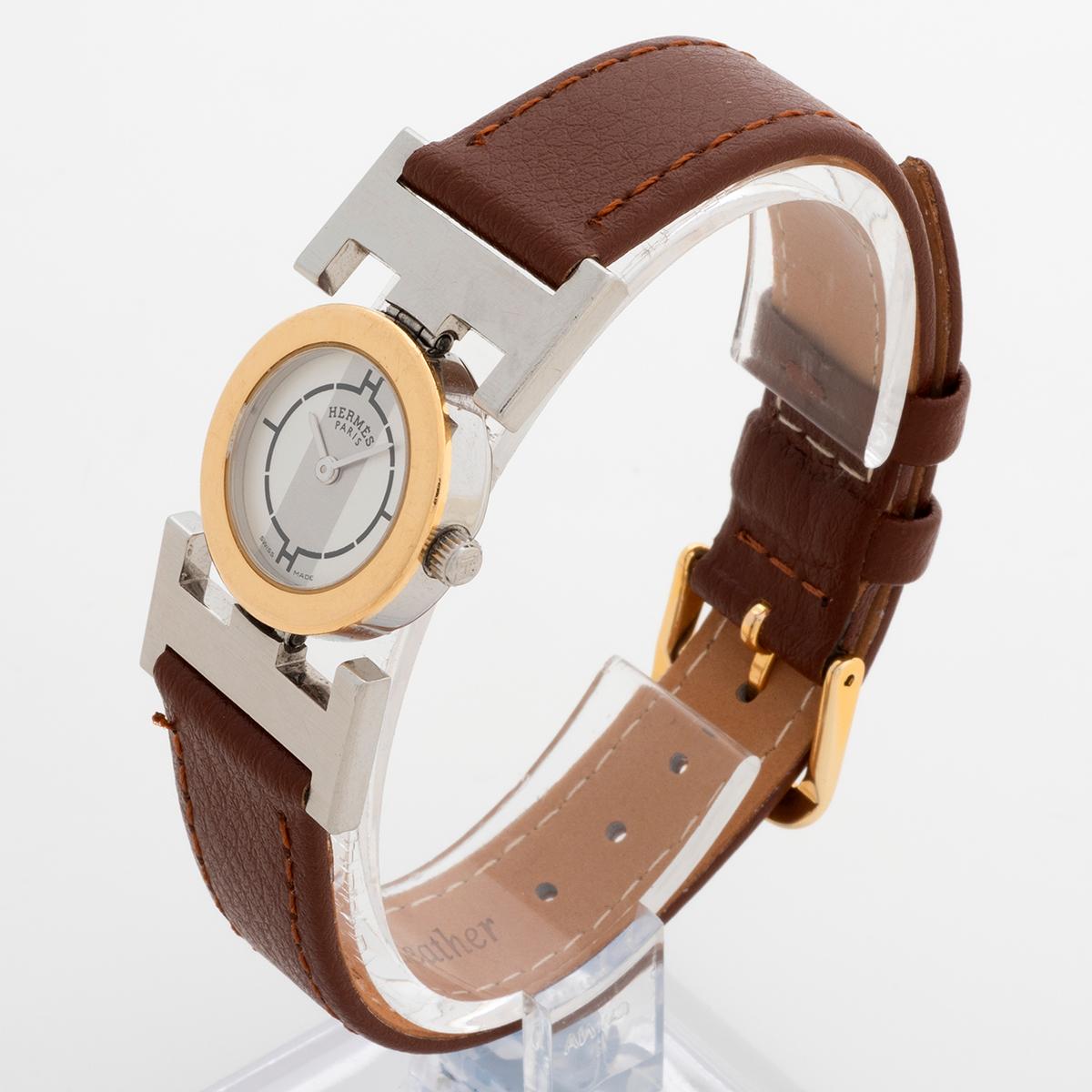 Women's or Men's Hermes Paprika Ladies Wristwatch Ref PA1.220, H Style, Stainless Steel c 2006