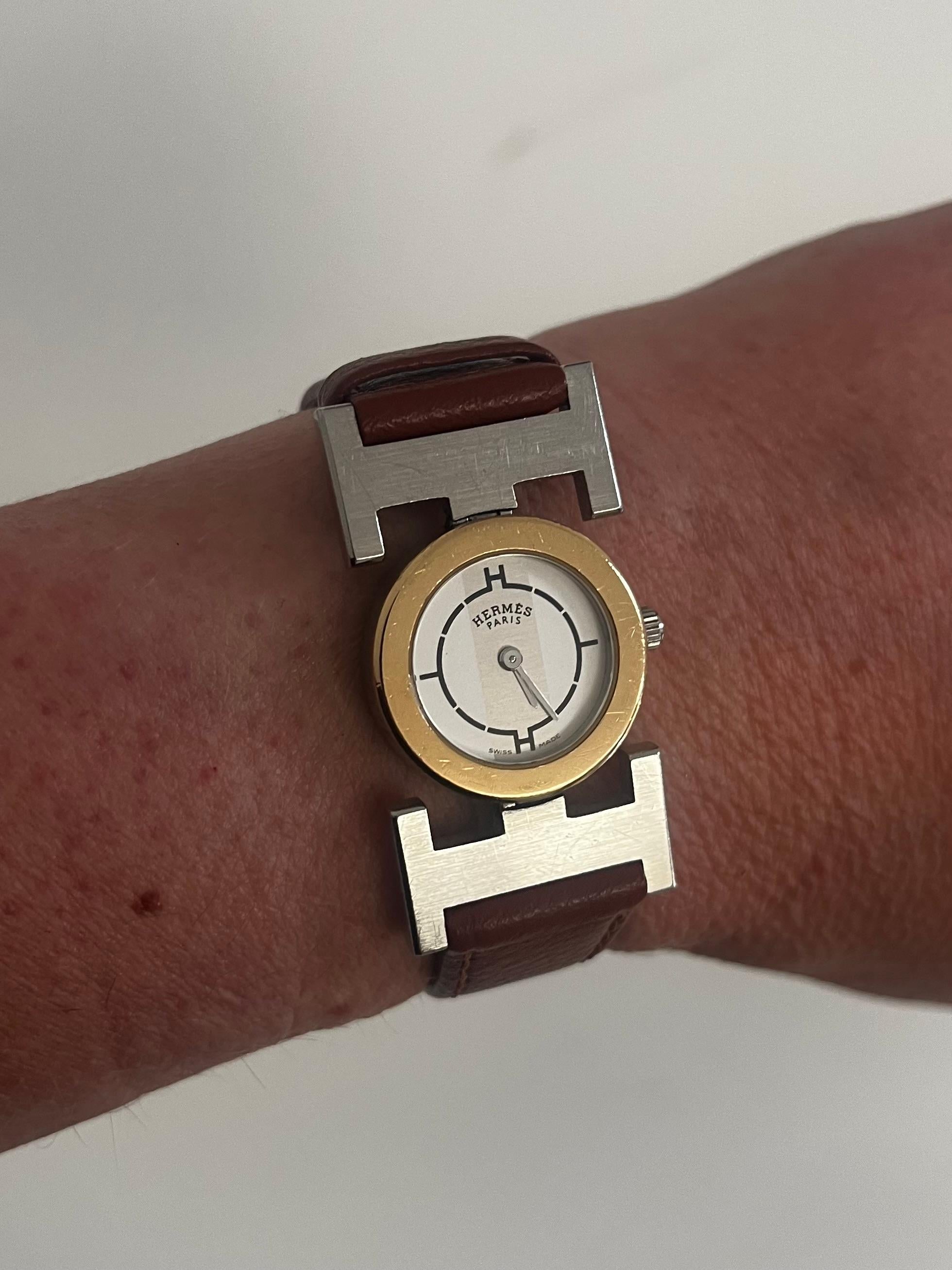 Hermes Paprika Ladies Wristwatch Ref PA1.220, H Style, Stainless Steel c 2006 2