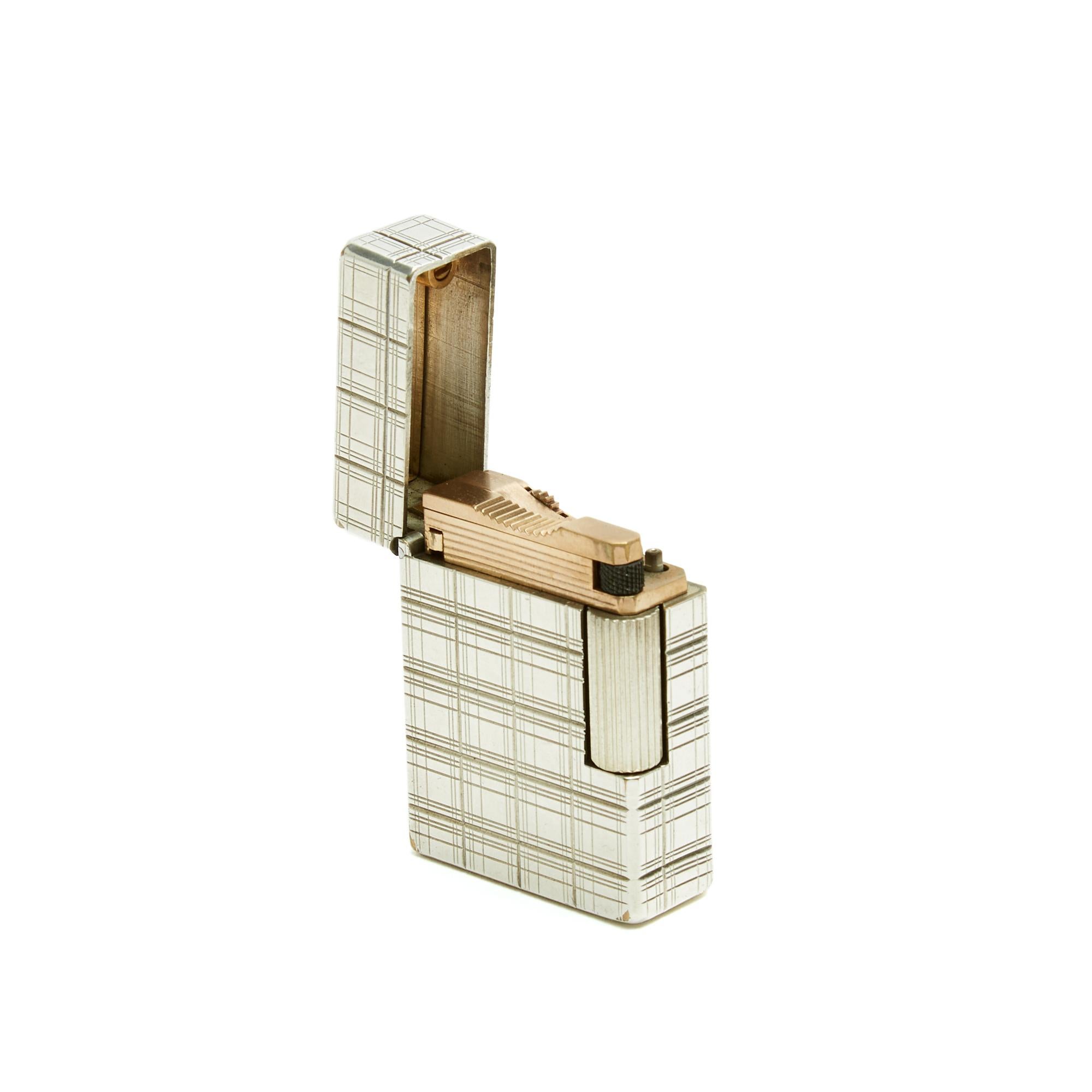 Beige Hermès par ST Dupont Tartan argent Silver Check Dupont by Hermes in vendita