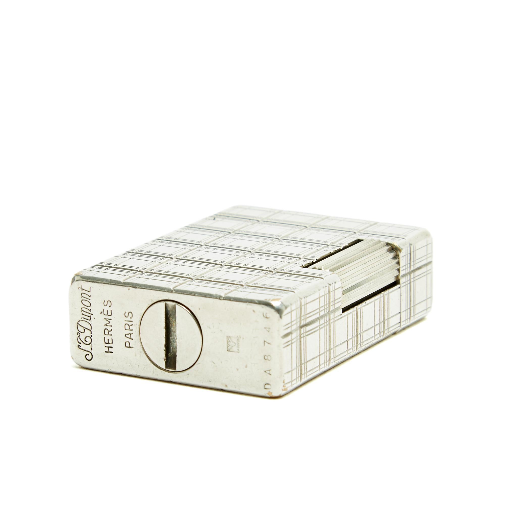 Hermès par ST Dupont Tartan argent Silver Check Dupont by Hermes In condizioni buone in vendita a PARIS, FR