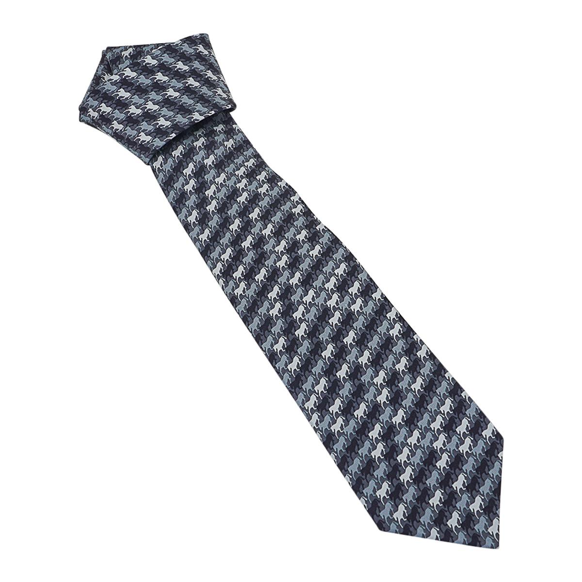 Hermes Parade Tie 7 Gris Fonce Anthracite Gris Claire Silk Twill For Sale 1