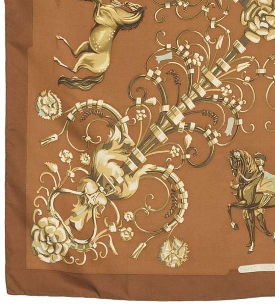 Foulard di seta Hermes Parc Royal by Marie Francoise Heron In condizioni buone in vendita a Paris, FR