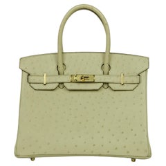Hermes Parchemin Beige Struzzo 30cm Birkin Bag w/ GHW