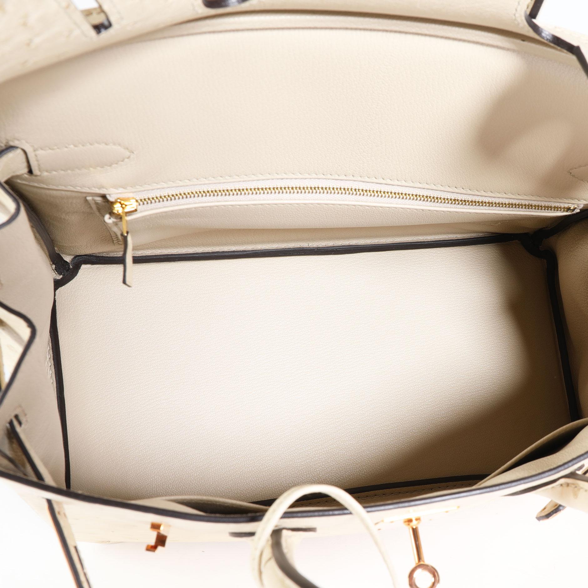 White Hermès Parchemin Ostrich Birkin 30 RGHW