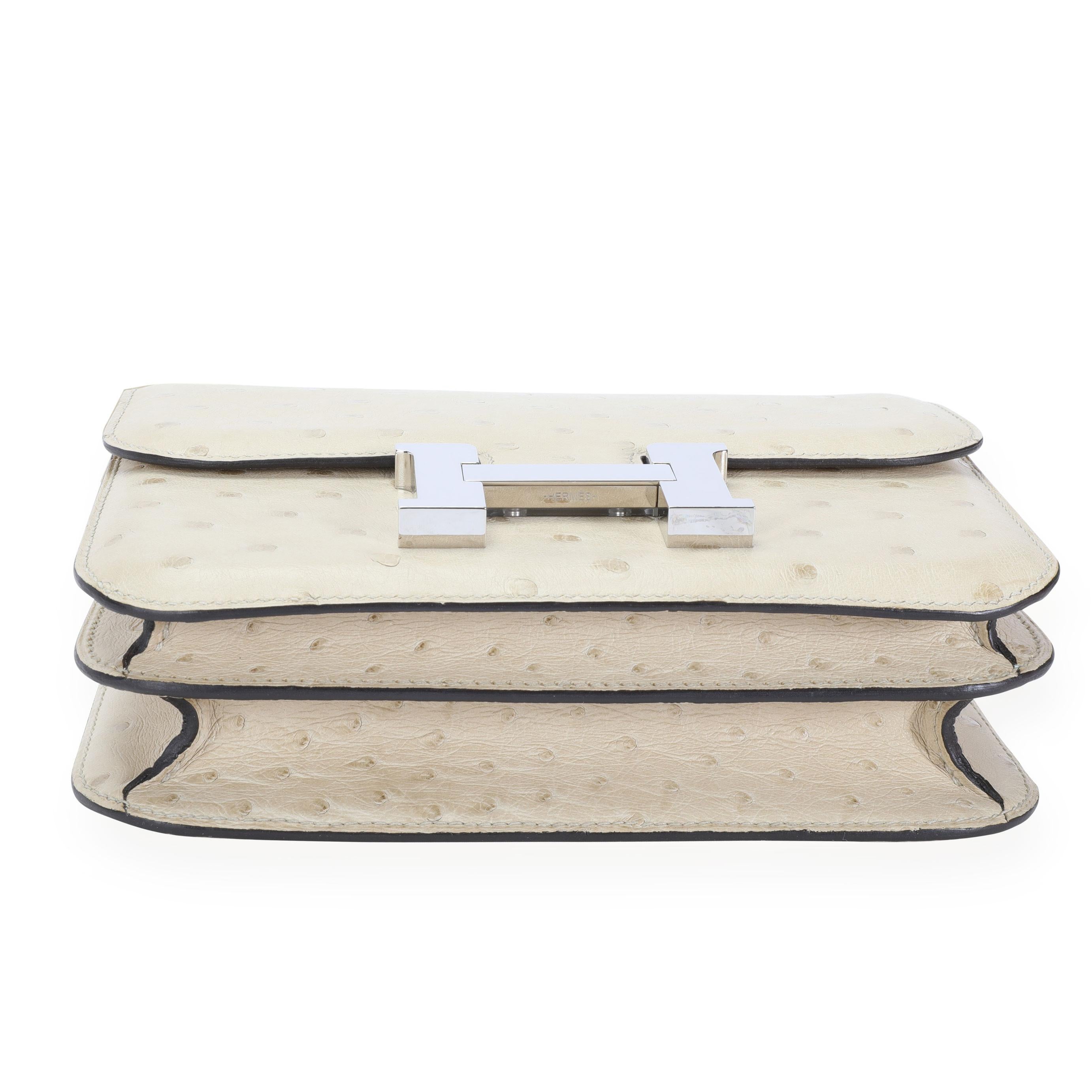 Beige Hermès Parchemin Ostrich Constance 18 PHW