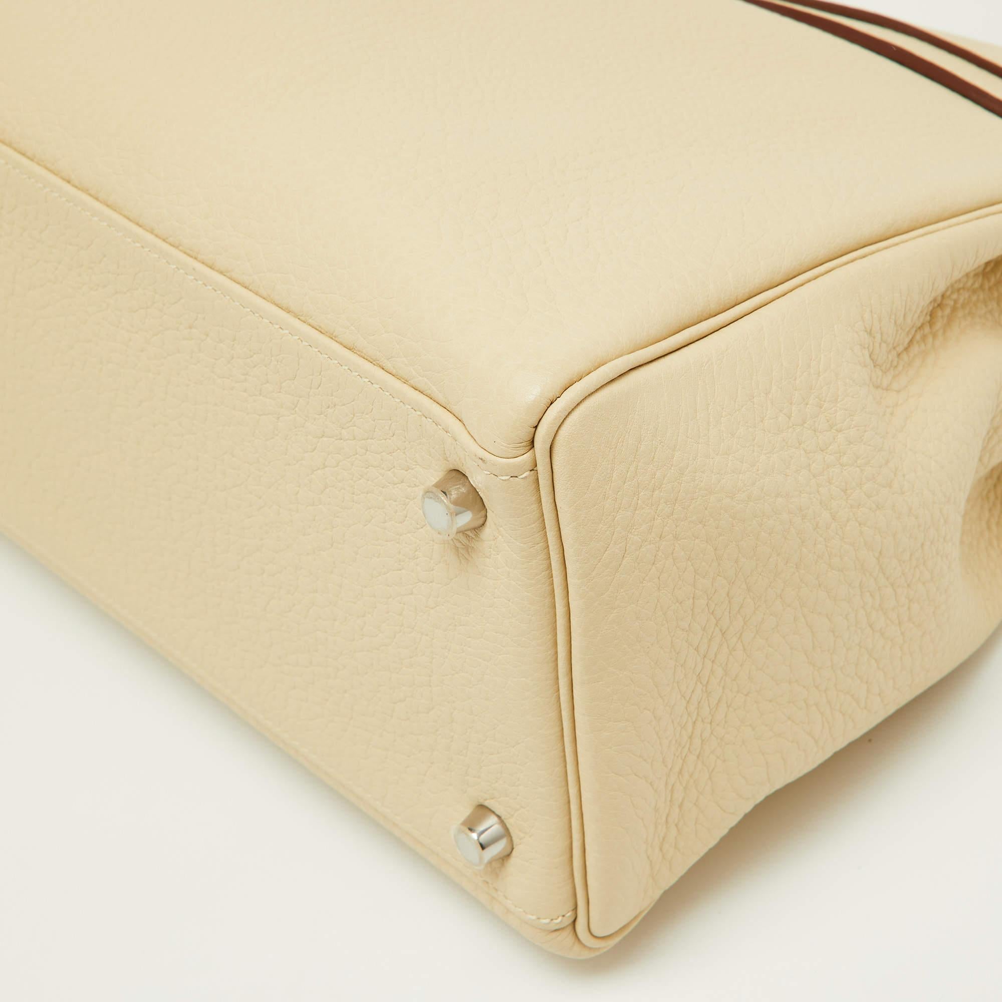 Hermes Parchemin Taurillon Leather Palladium Finish Kelly Retourne 35 Bag 5