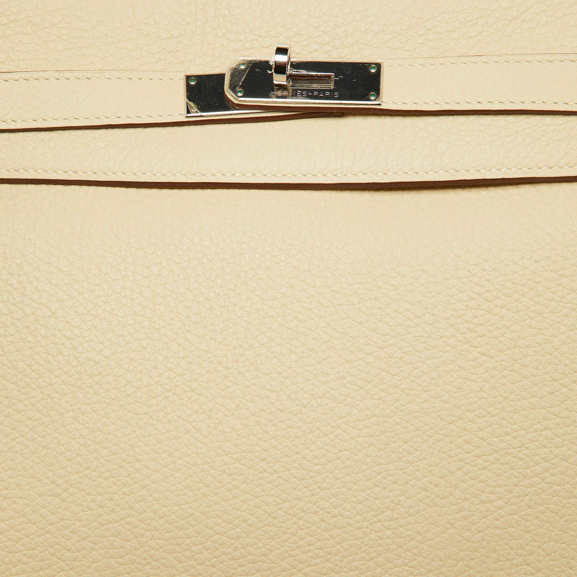 Hermes Parchemin Taurillon Leather Palladium Finish Kelly Retourne 35 Bag 6
