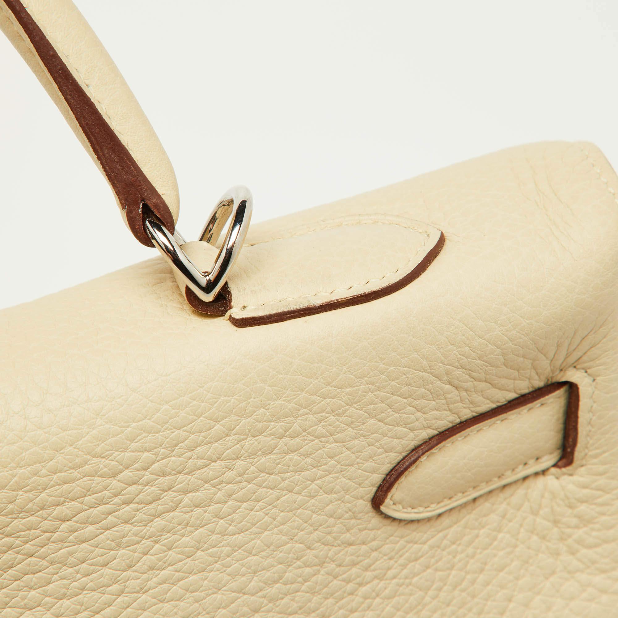 Hermes Parchemin Taurillon Leather Palladium Finish Kelly Retourne 35 Bag 7