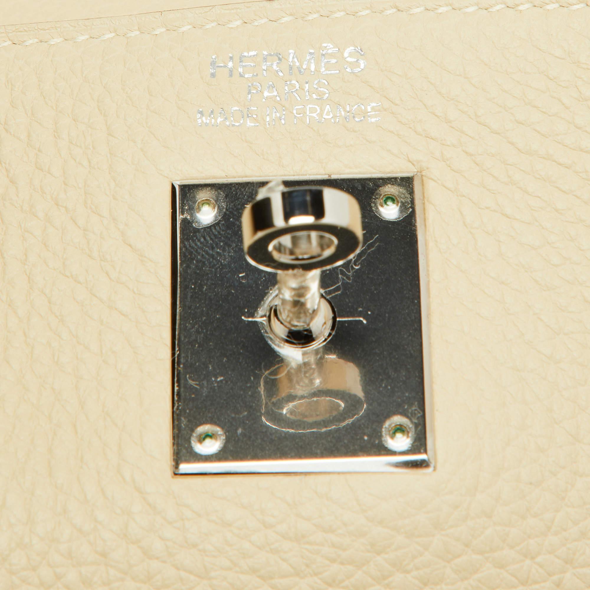 Hermes Parchemin Taurillon Leather Palladium Finish Kelly Retourne 35 Bag 2