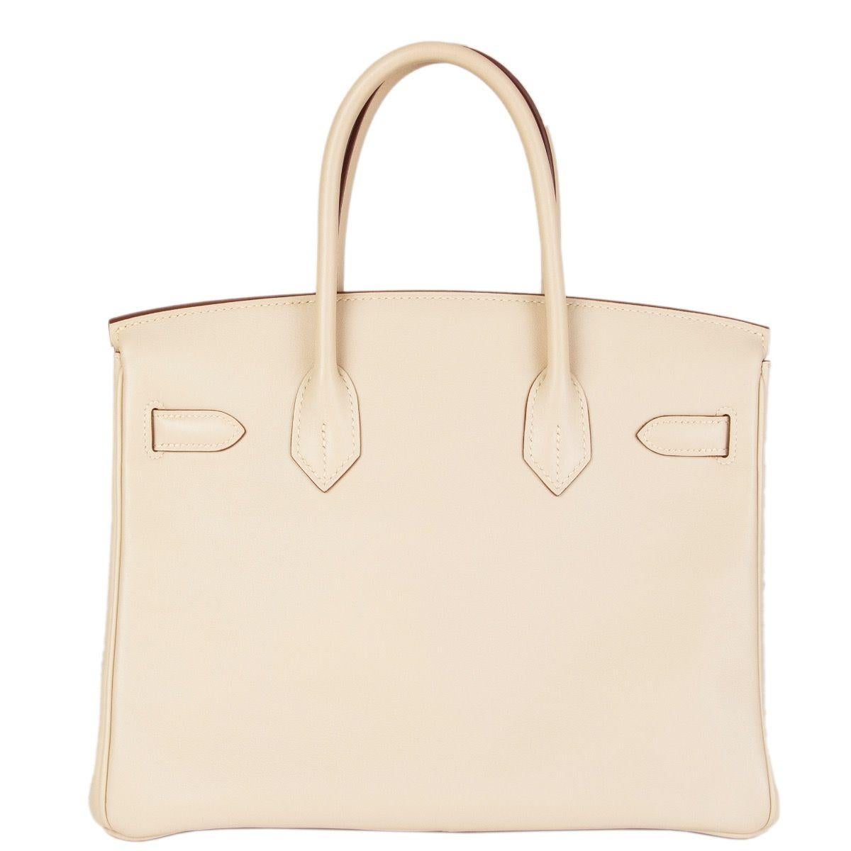 HERMES Parchemin white pink Swift leather and Palladium BIRKIN 30 Bag ...