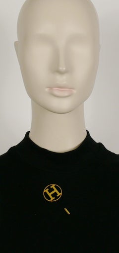 Hermes Parfums Vintage Gold Toned H Lapel Pin Brooch