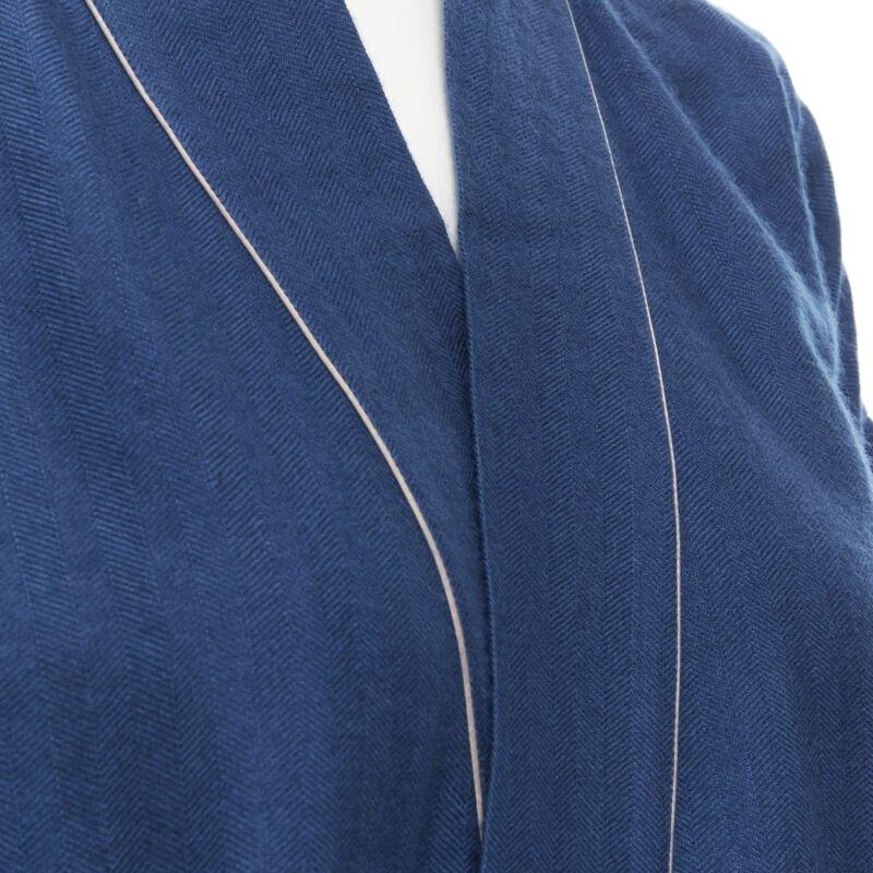 HERMES Paris 100% cashmere hand woven suede leather H logo belted robe L For Sale 2