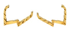 Hermès Paris 18 Karat Yellow Gold Curb Link Vintage French Stirrup Cufflinks