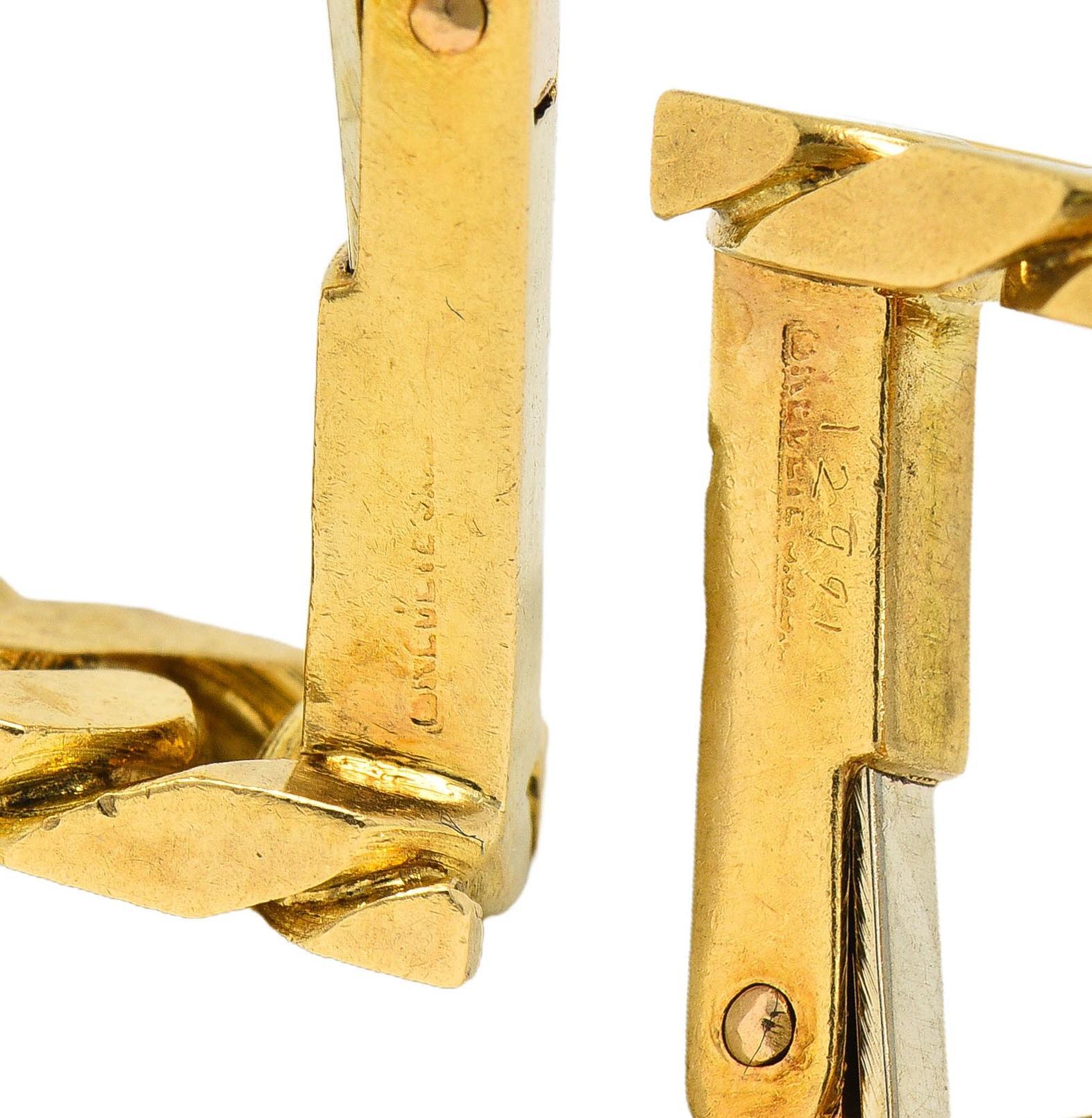 Hermès Paris 18 Karat Yellow Gold Curb Link Vintage French Stirrup Cufflinks For Sale 2