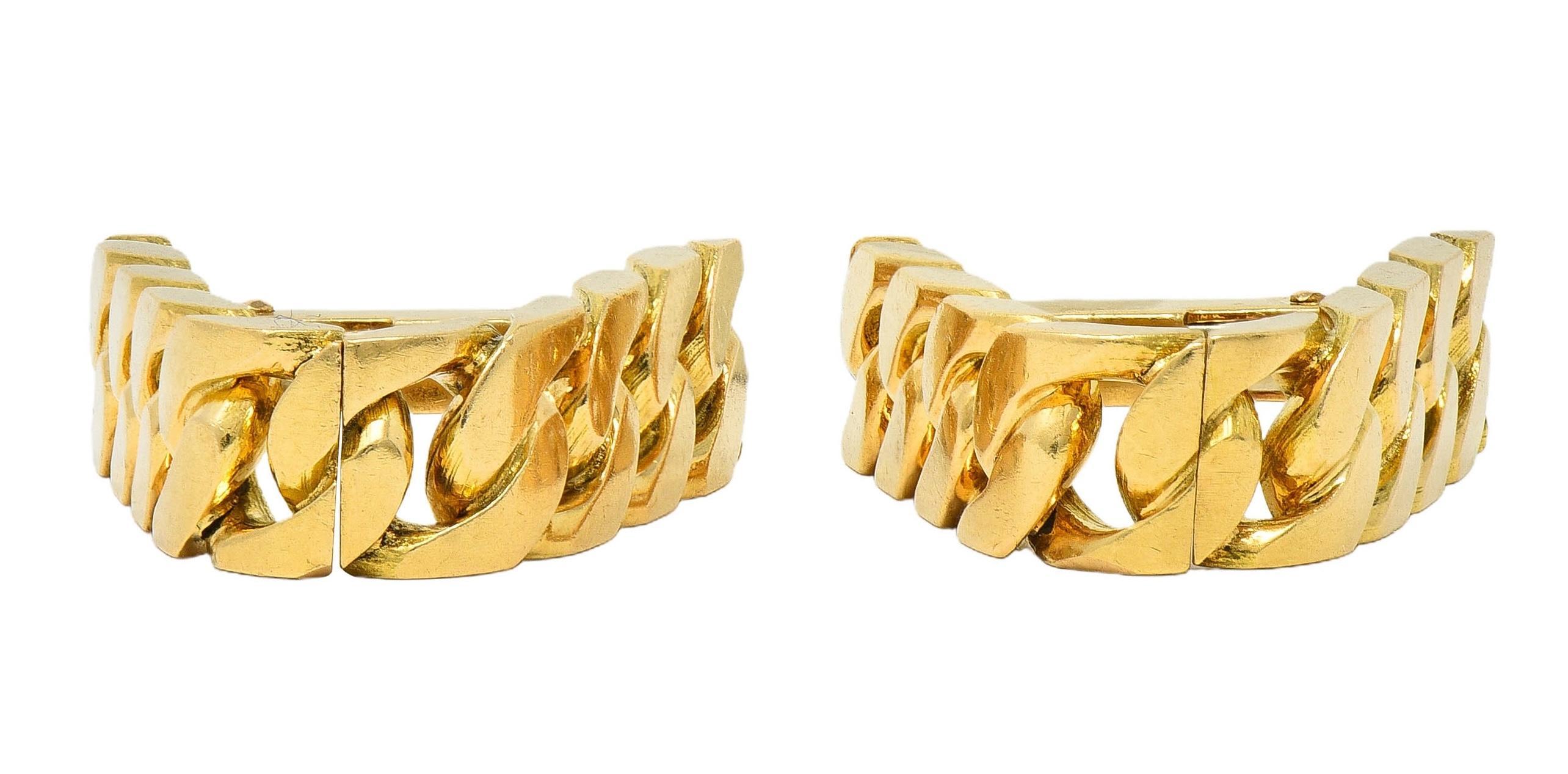 Hermès Paris 18 Karat Yellow Gold Curb Link Vintage French Stirrup Cufflinks For Sale 5