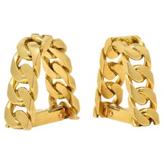 Gemelli Hermès Paris in oro giallo 18 carati A Link con staffa francese vintage
