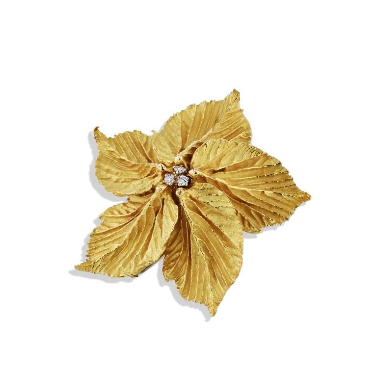 Round Cut Hermes Paris 18 Karat Yellow Gold Estate Pin Brooch For Sale