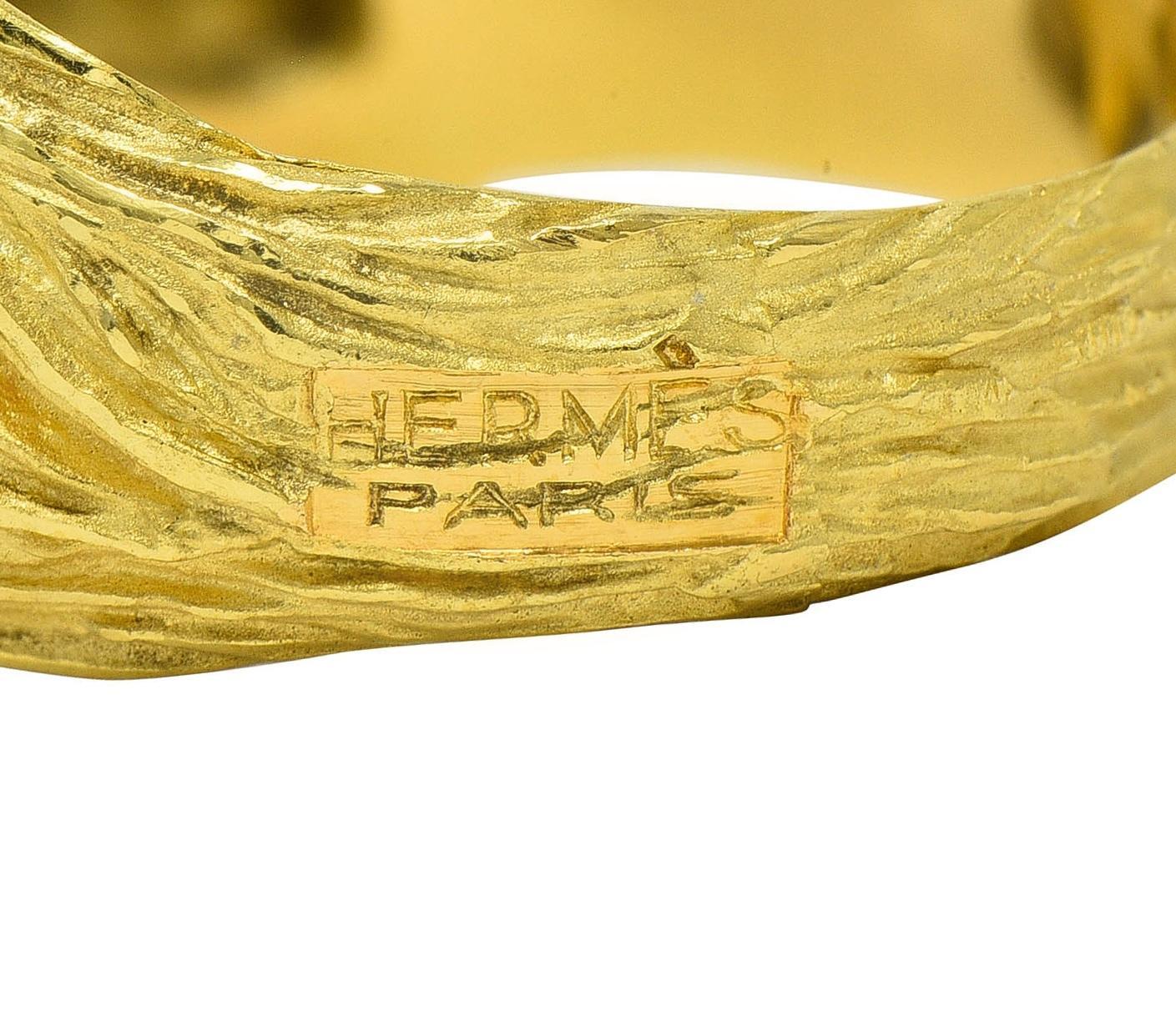 Hermès Paris 18 Karat Yellow Gold Vintage 1960's Horse Animal Ring For Sale 2